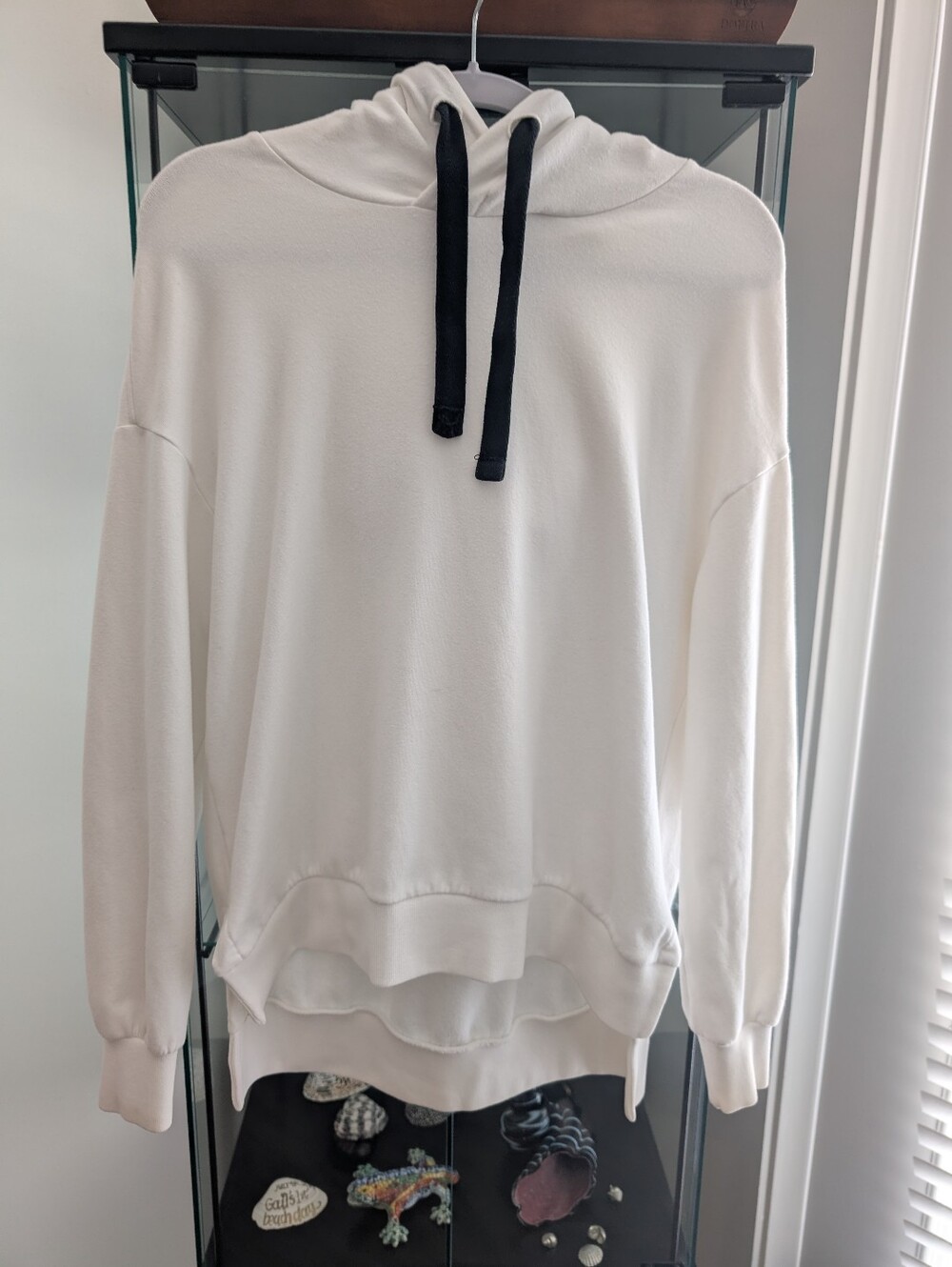 Cuyana White Crewneck Hoodie with Black Drawstrings XS Great Condition!